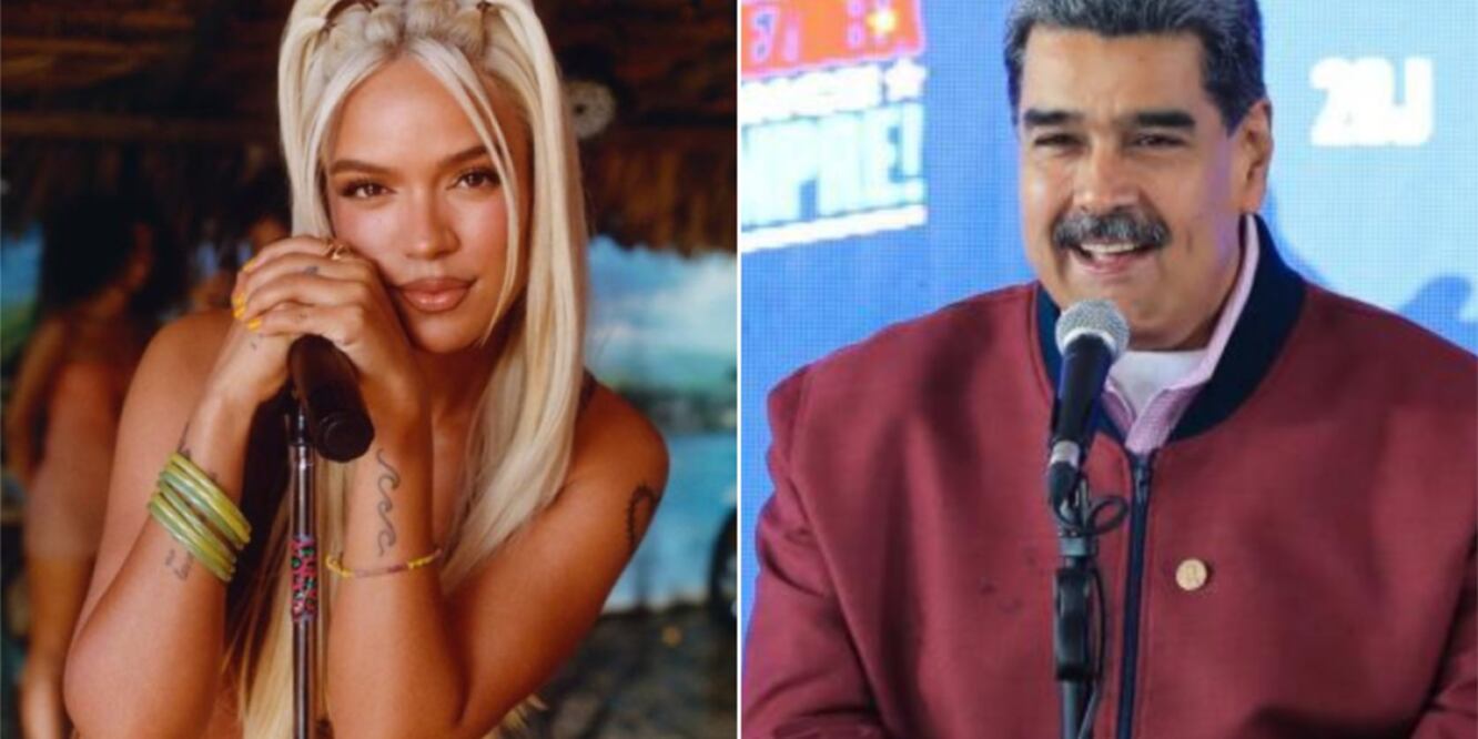 La cantante colombiana Karol G y el presidente de Venezuela, Nicolás Maduro. FOTO: INSTAGRAM KAROL G Y EFE