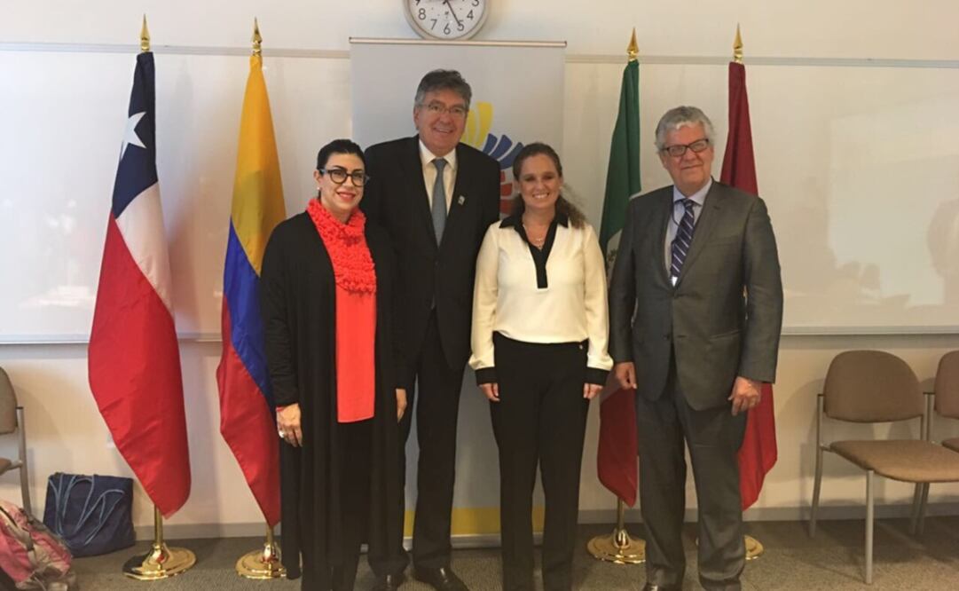 El acuerdo fue firmado por la subsecretaria de Hacienda y Crédito Público, Vanessa Rubio (izq.) y por los ministros de Finanzas de Chile, Perú y Colombia. /Tomada de @VRubioMarquez