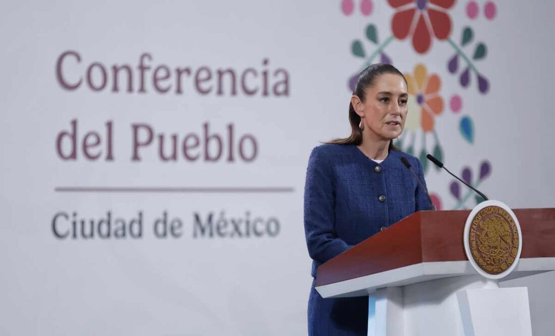 La presidenta Claudia Sheinbaum durante la mañanera de este 21 de julio del 2025. Foto: Fernanda Rojas / EL UNIVERSAL.