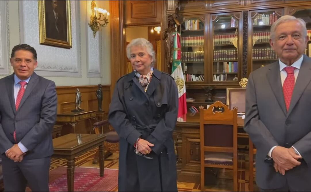 Hace unos días, Rabindranath Salazar estuvo con el Presidente López Obrador y con la secretaria de Gobernación. Foto: Captura de pantalla