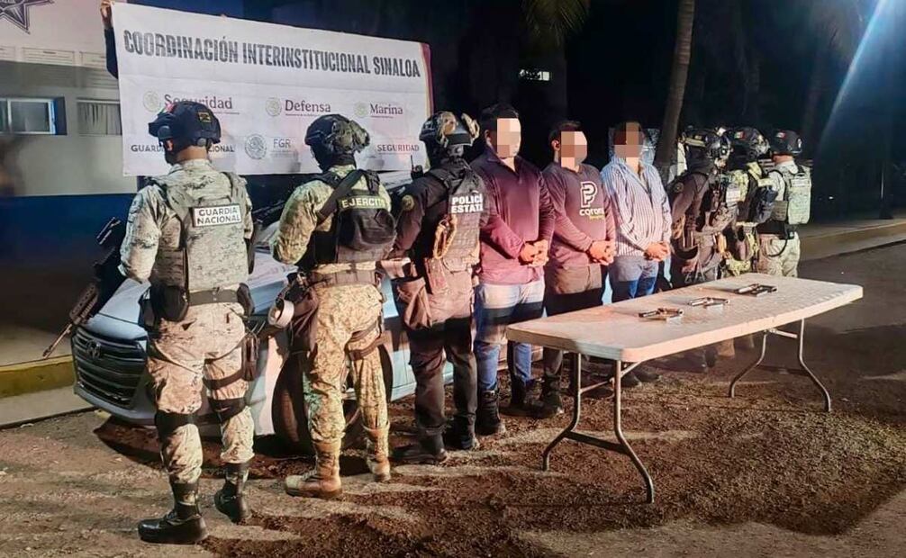 Detienen a cinco civiles armados en diversos operativos; aseguran inmuebles en Culiacán, Sinaloa.
Foto: Especial.