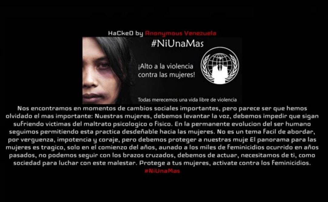 Por alrededor de una hora, en el sitio apareció un mensaje en contra de los feminicidios. (FOTO: Especial)