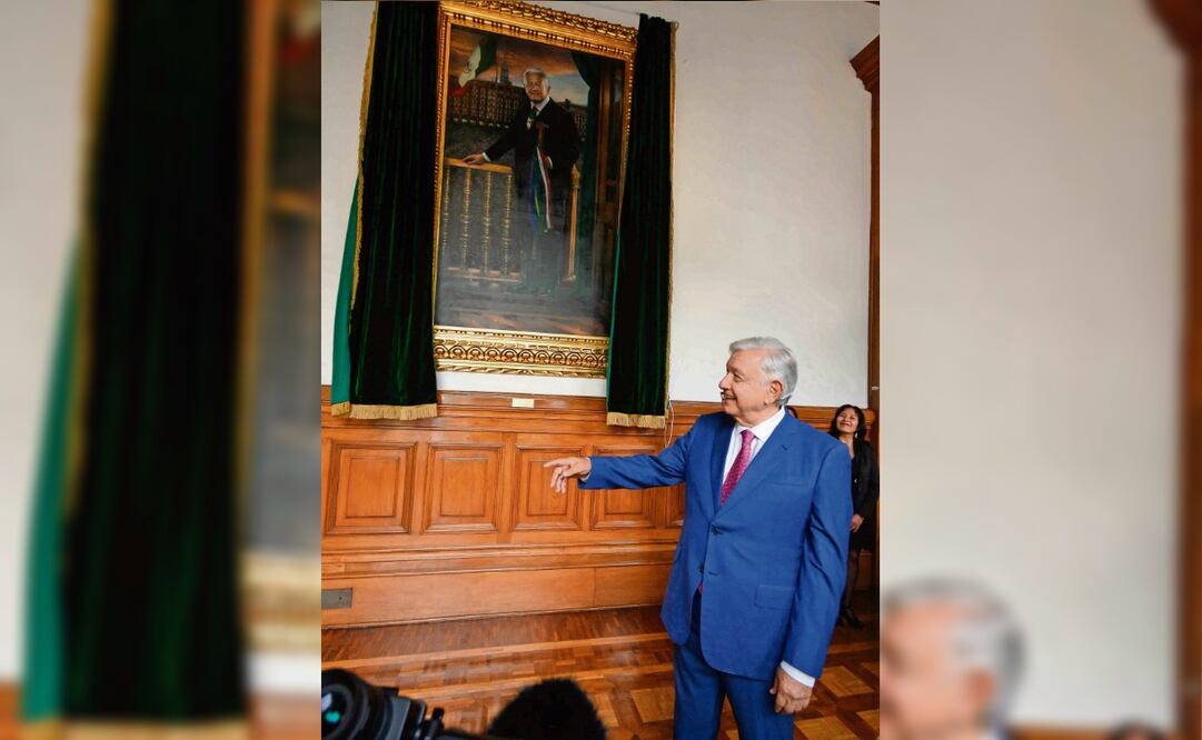 El retrato de Andrés Manuel López Obrador ya cuelga en los muros de Palacio Nacional. Foto: Presidencia