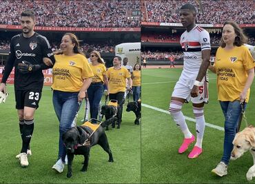 ¡Inspirador! Los futbolistas de Sao Paulo ingresan al terreno de juego con perros guía