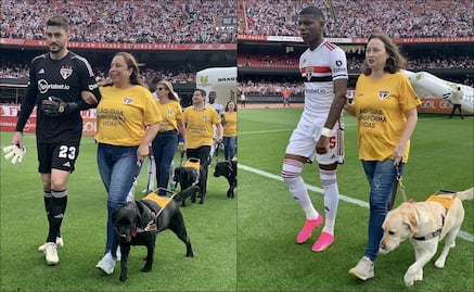 ¡Inspirador! Los futbolistas de Sao Paulo ingresan al terreno de juego con perros guía