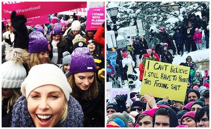 Charlize Theron y Chelsea Handler marchan contra Trump