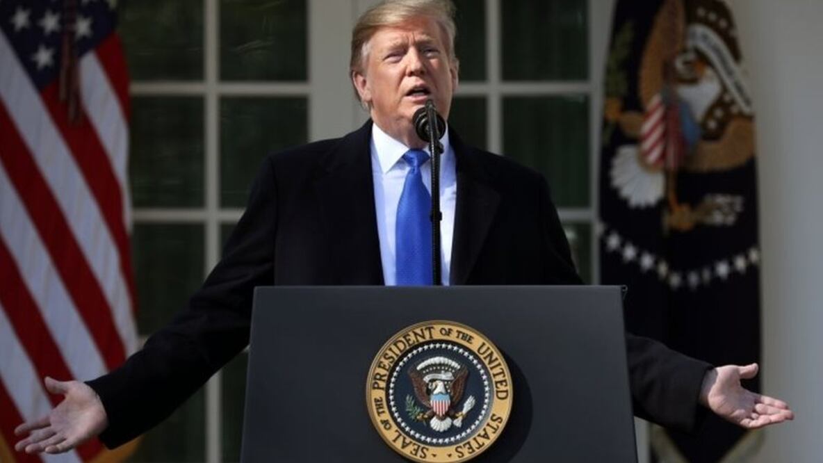 El presidente Trump aseguró que su decisión de declarar estado de emergencia nacional se basa en una "invasión" de criminales y drogas. Foto: Getty Images