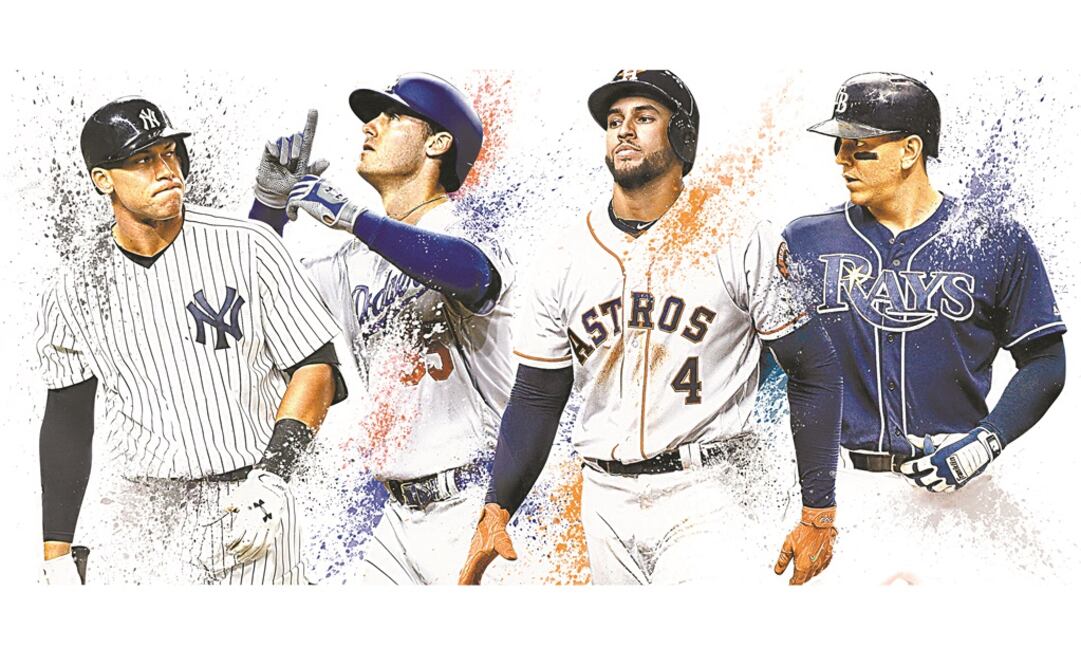 Aaron Judge (24), Cody Bellinger (22), George Springer(21) y Logan Morrison (21), los reyes del HR. (FOTOARTE: DANIEL RAZO. EL UNIVERSAL)