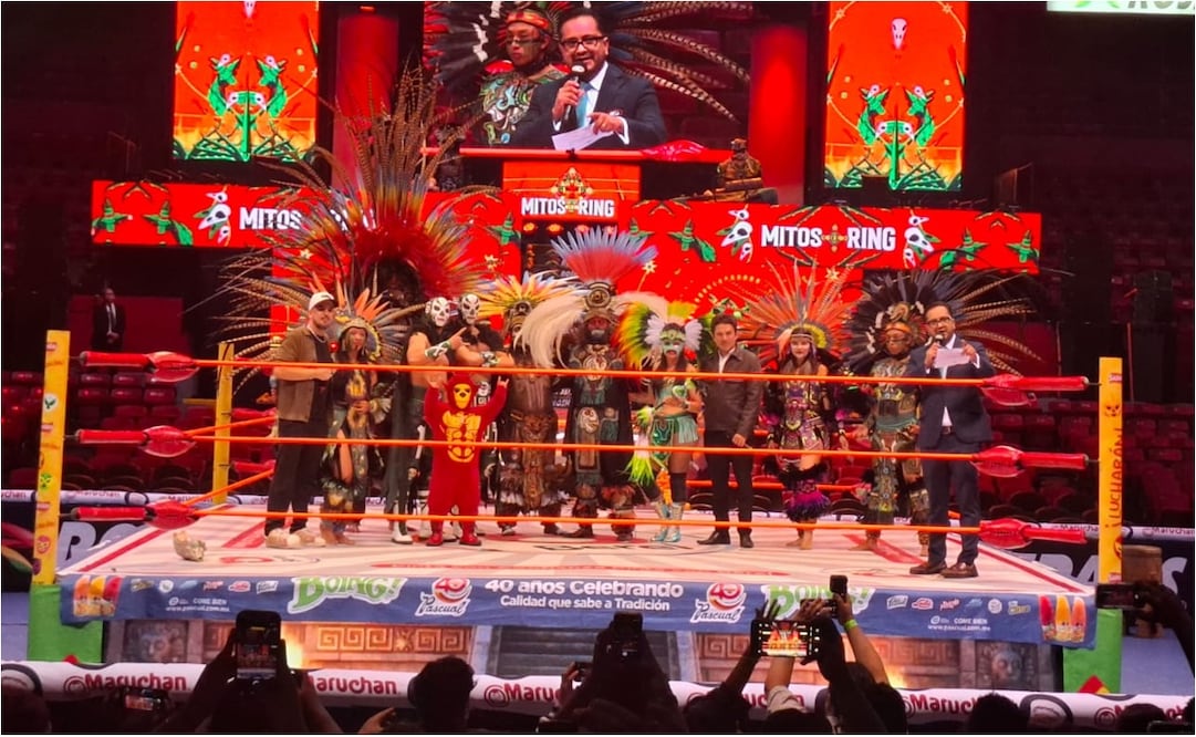 FOTO: AGUSTÍN ELÍAS/ EL UNVERSAL - El CMLL presenta Mitos en el Ring, propuesta que mezla lucha, danza, teatro e historia prehispánica