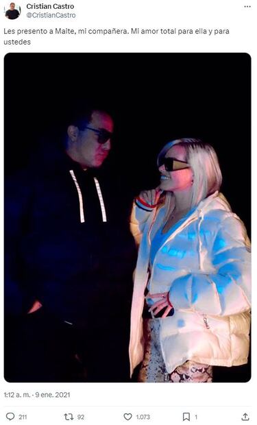 Cristian Castro con la modelo Maite Barra.