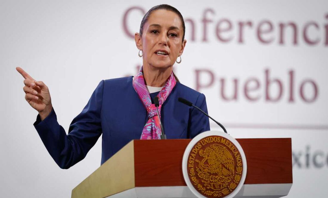 Claudia Sheinbaum, presidenta de México, durante la mañanera del 2 de junio del 2025 en Palacio Nacional. Foto: Diego Simón / EL UNIVERSAL