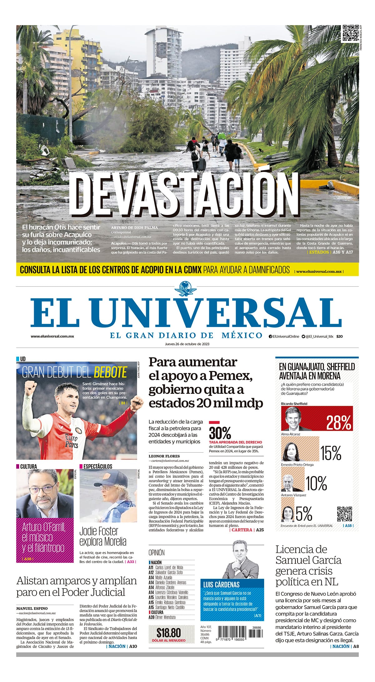 Portada impresa 26 de octubre de 2023