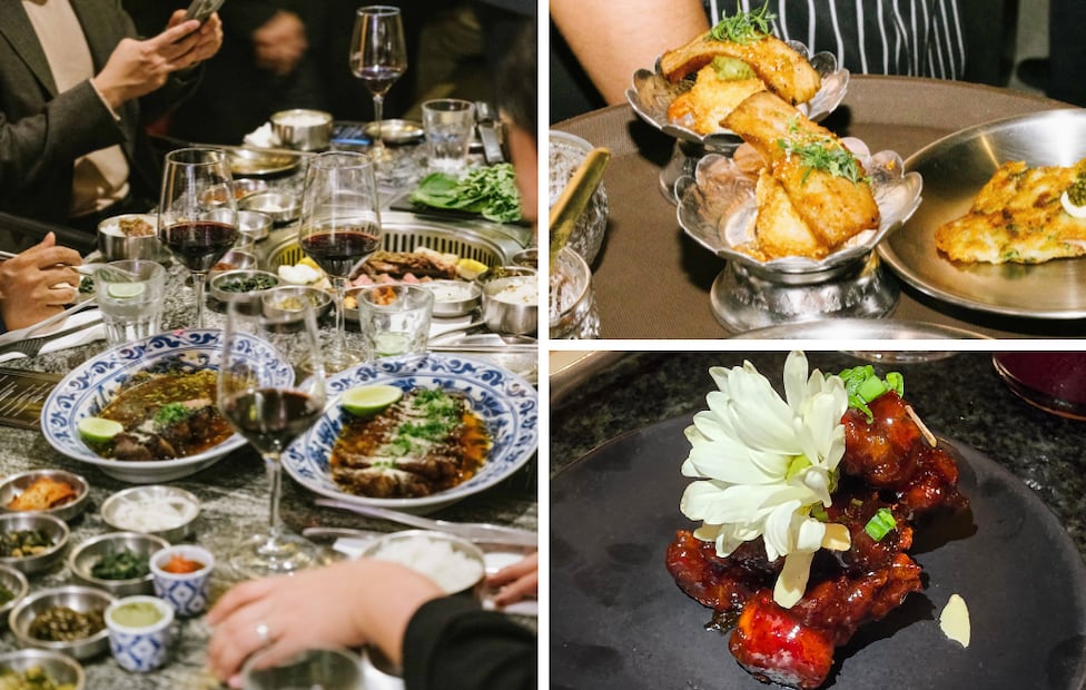 La experiencia integra un recorrido de cuatro tiempos con pollo frito coreano, guarniciones tradicionales y maridaje de vino mexicano. Fotos: Cortesía SSAM x Galanga y Marisol Toriz / EL UNIVERSAL.
