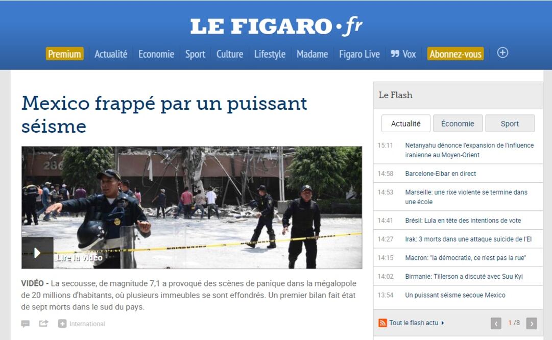 El portal de Le Figaró reportó lo acontecido esta tarde. /Especial