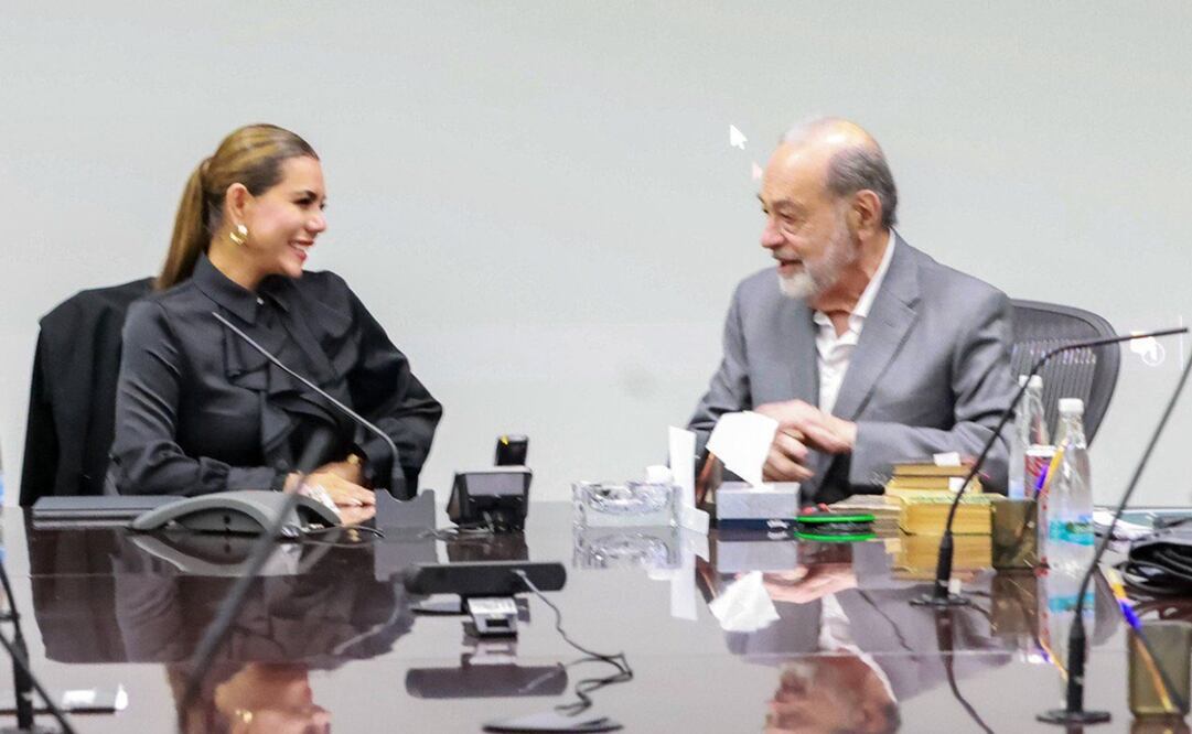 Carlos Slim refrendó su compromiso a la gobernadora de Guerrero de apoyar a Acapulco. Foto: X @EvelynSalgadoP