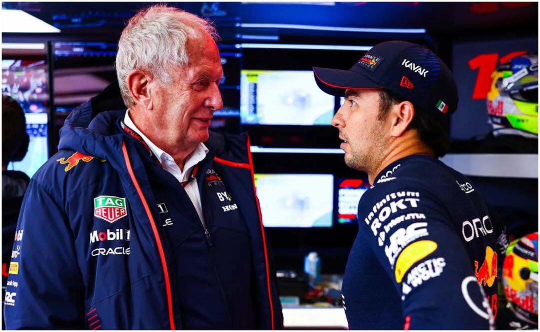 Helmut Marko y Sergio 'Checo' Pérez en Red Bull