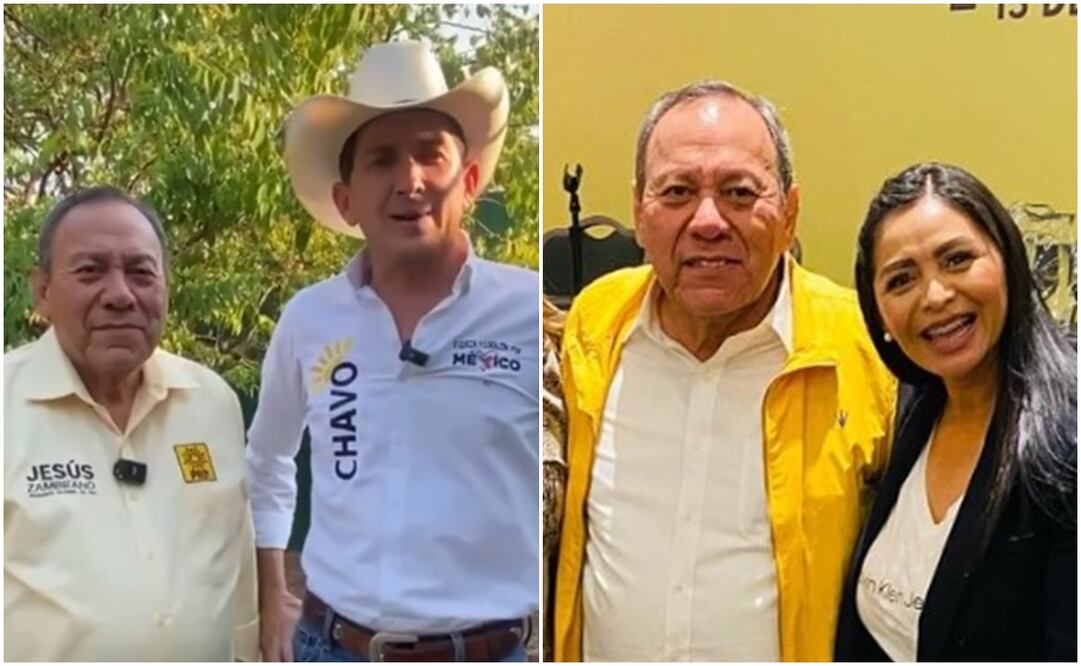 Sabino Herrera y Araceli Saucedo con el presidente del PRD, Jesús Zambrano. Foto: Instagram @aracelisaucedomich @chavo_herrera