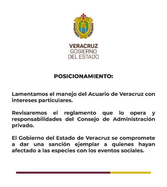 Gobierno de Veracruz promete “sanción ejemplar” por fiesta en Acuario