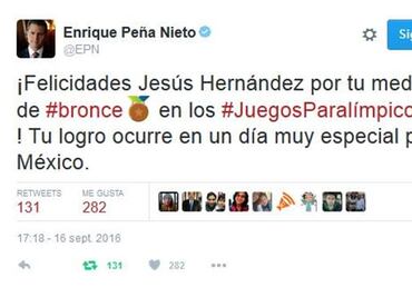 Peña Nieto felicita a medallista Jesús Hernández
