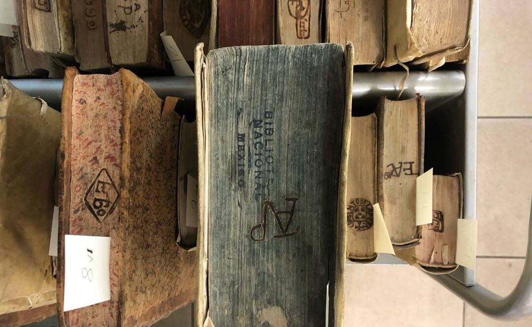 La exposición "Marcas de fuego: libros tatuados en la Biblioteca Nacional de México", contiene 89 libros antiguos del siglo XVII. Foto: BIBLIOTECA NACIONAL DE MÉXICO