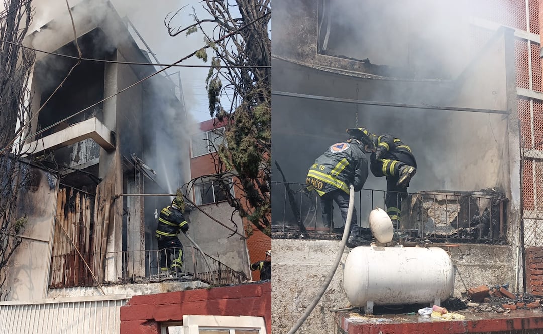 Protección civil sofoca incendio por fuga de pipa de gas en la alcaldía Álvaro Obregón; no hay lesionados.
Foto: Especial.