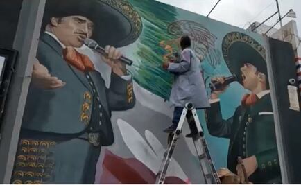 Muralista pinta a Vicente Fernández en California; "Jamás morirá", dice artista