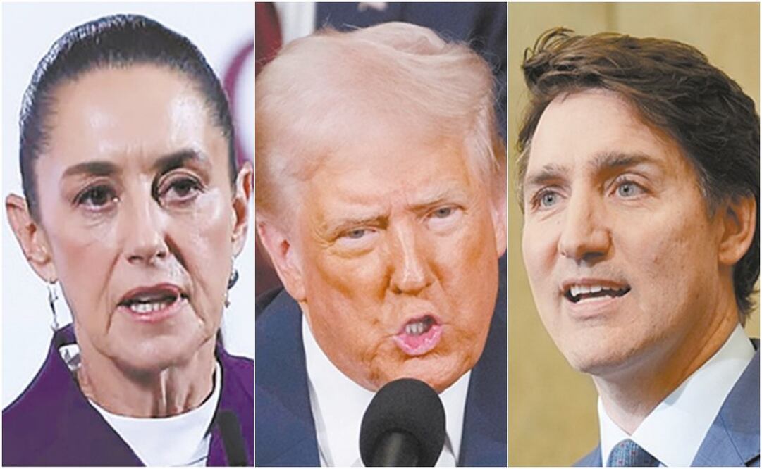 -Sheinbaum anunciará el domingo acciones contra los aranceles de EU. Foto: Fernanda Rojas | El Universal
-Trump defiende su decisión; hablará mañana con la Presidenta de México. Foto: Julia Demaree Nikhinson | AP
-Trudeau responde con gravámenes y busca alianza con México. Foto: Adrian Wyld | AP