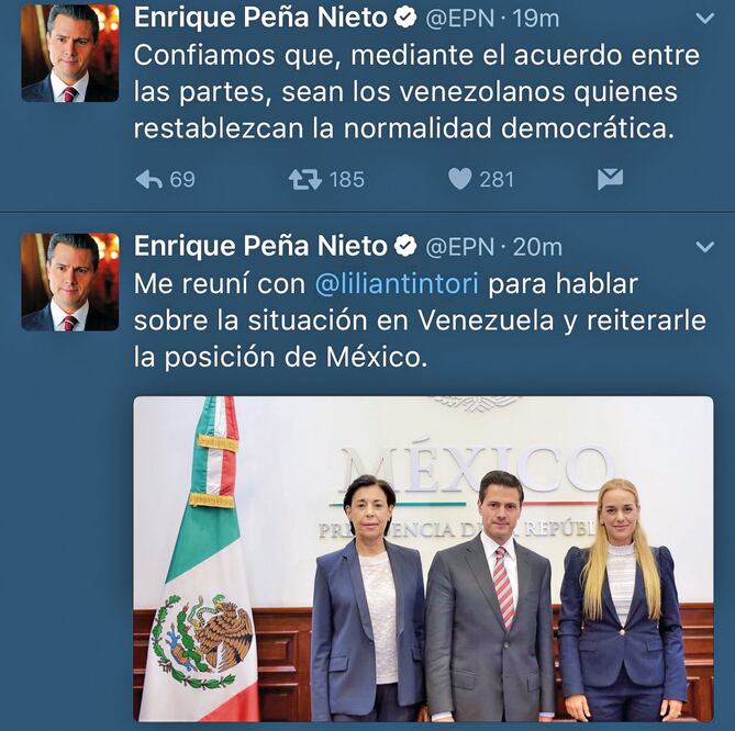 El Presidente dijo que dialogó con Lilian Tintori sobre la situación en Venezuela (TOMADA DE TWITTER)