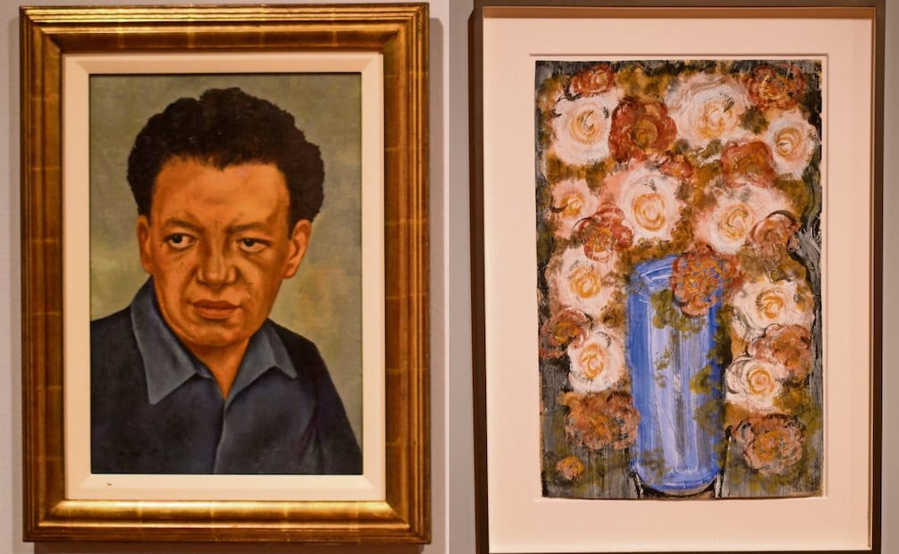 Retrato de Diego Rivera, de Frida Kahlo, es de la colección semilla/El florero es la única obra de Chucho Reyes de los Gelman. Foto: Foto: Santiago Cadena El Universal