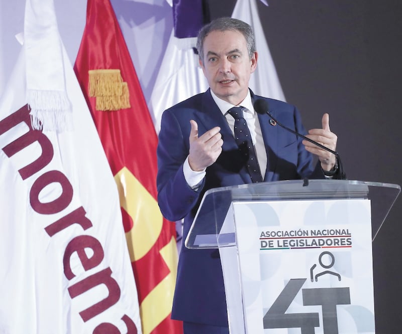 José Luis Rodríguez Zapatero, expresidente de España, ayer en la reunión de los legisladores de la 4T. Foto: GERMÁN ESPINOSA. EL UNIVERSAL