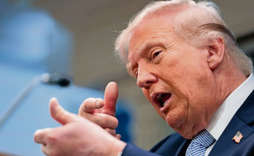 El presidente de EU, Donald Trump, durante una conferencia sobre Irán en la Casa Blanca, en Washington, el lunes pasado. Foto: Kent Nishimura / AFP