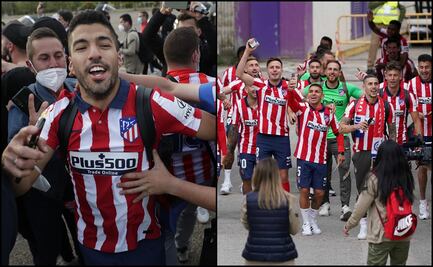 Jugadores del Atlético de Madrid celebran con aficiondos y desatan caos