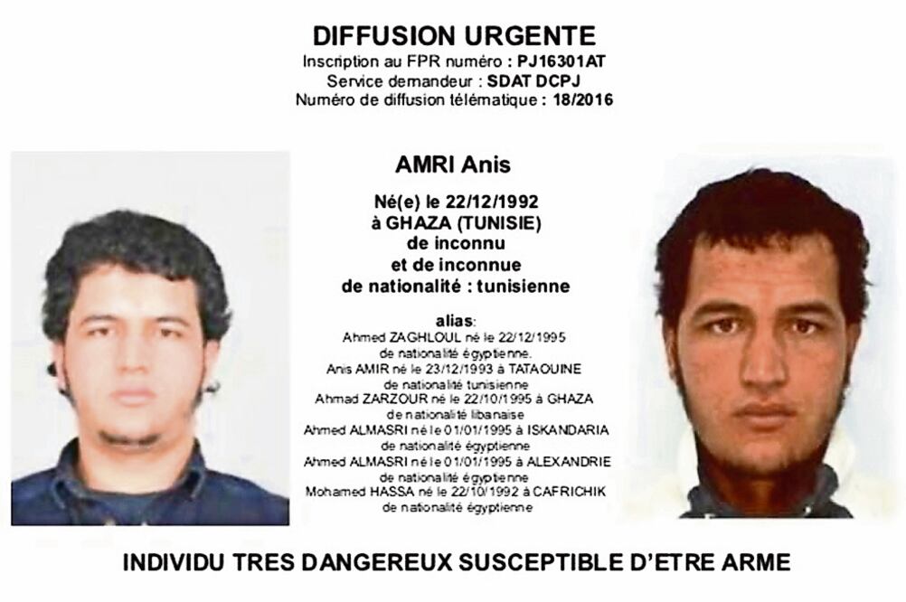 Anis Amri, en foto proporcionada a las autoridades europeas (AP)