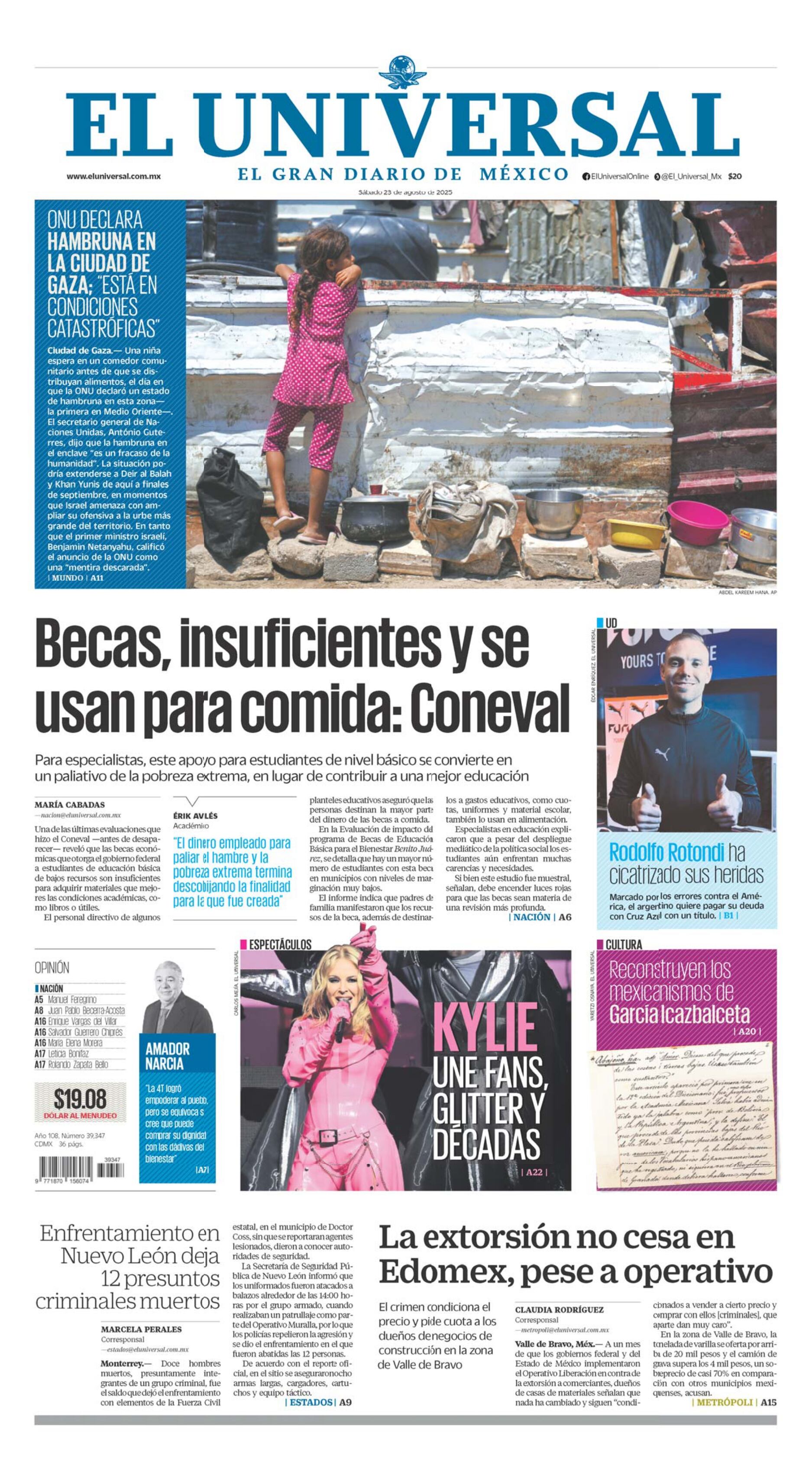 Portada impresa del 23 de agosto de 2025