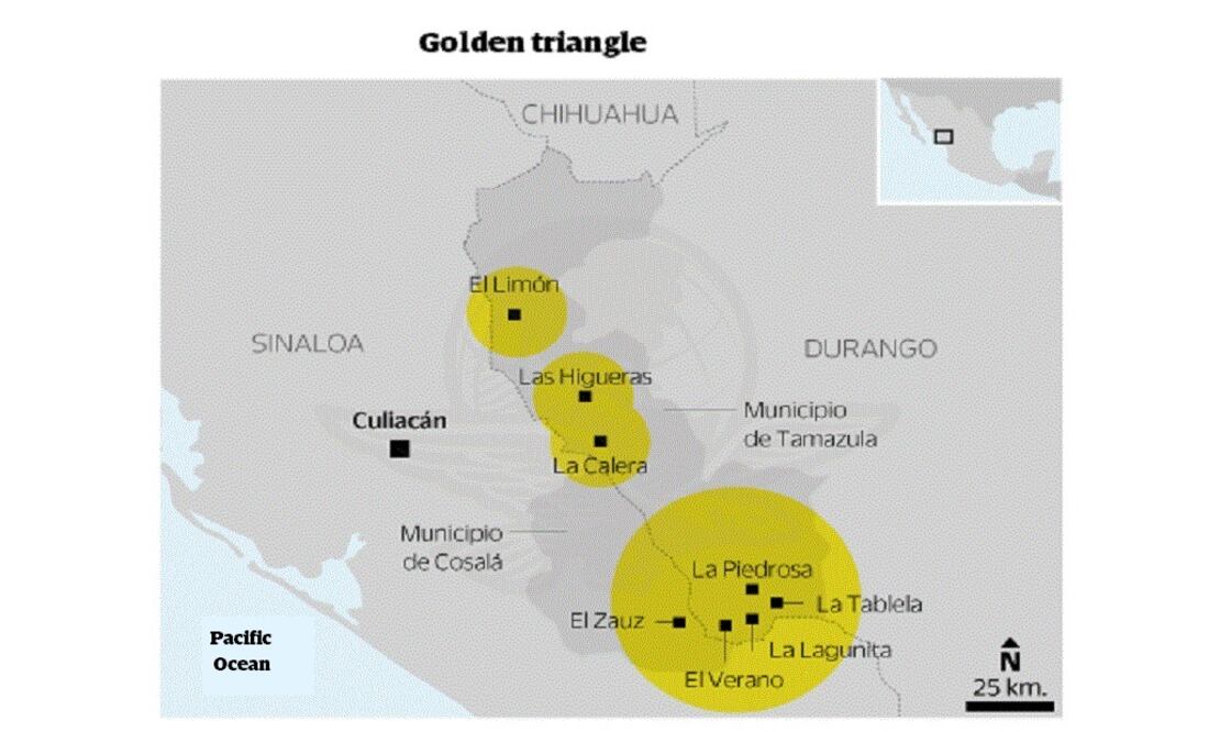Since October 6 drones and members of the National Defense Ministry, the National Security Investigation Center and the Federal Police monitor an area known as the “Golden Triangle” between Sinaloa and Durango. (Source: Mexico's federal agencies)