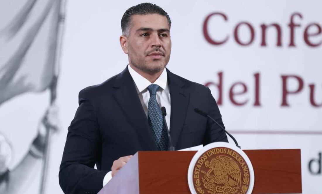 Omar García Harfuch, titular de la SSPC, durante la mañanera del 7 de octubre de 2025. Foto: Fernanda Rojas/EL UNIVERSAL