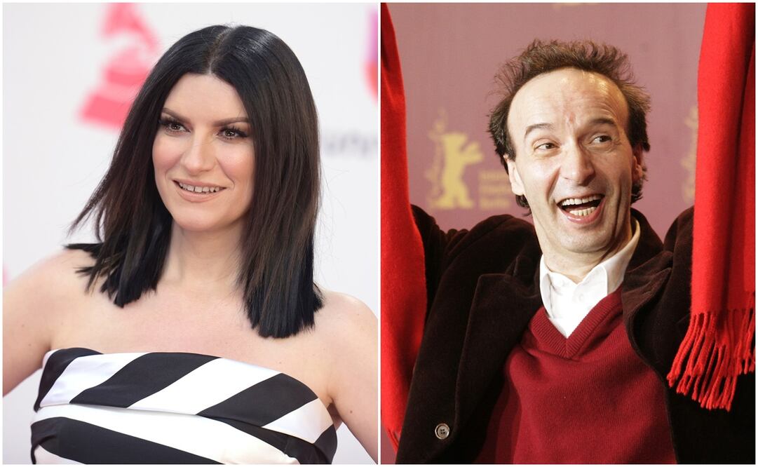 Laura Pausini y Roberto Benigni. Fotos: AP