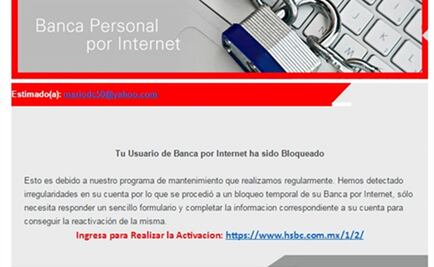 Alertan por correo falso de institución bancaria