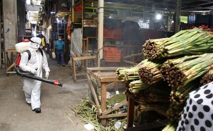 Sanitizan mercado Jamaica para evitar contagios de Covid-19