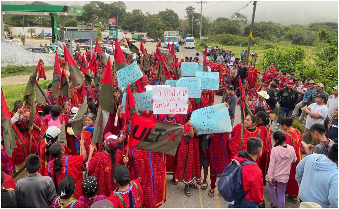 Comunidad de triquis en Oaxaca protestan tras feminicidios de dos mujeres indígenas (6/11/2024). Foto: Cortesía Humberto González