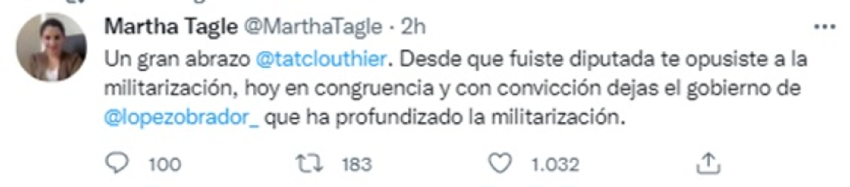 Llaman a Clouthier "mujer de convicciones"; afirman que renunció por rechazo a la militarización