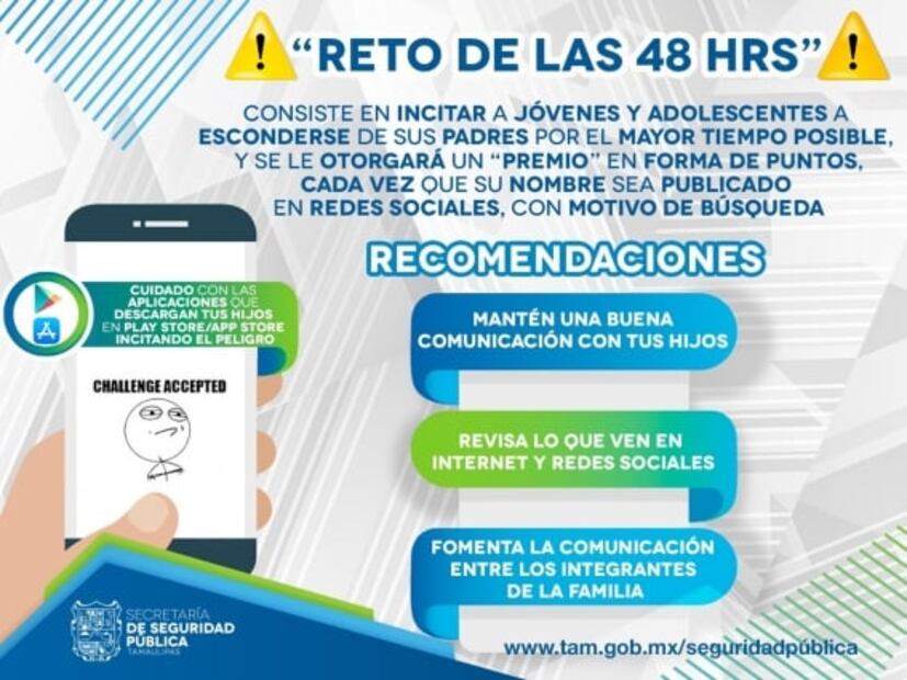 Alertan en Tamaulipas por “reto de las 48 horas”