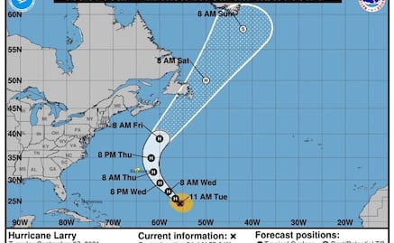 Huracán “Larry” mantiene su avance por el Atlántico; se dirige a la costa este de EU