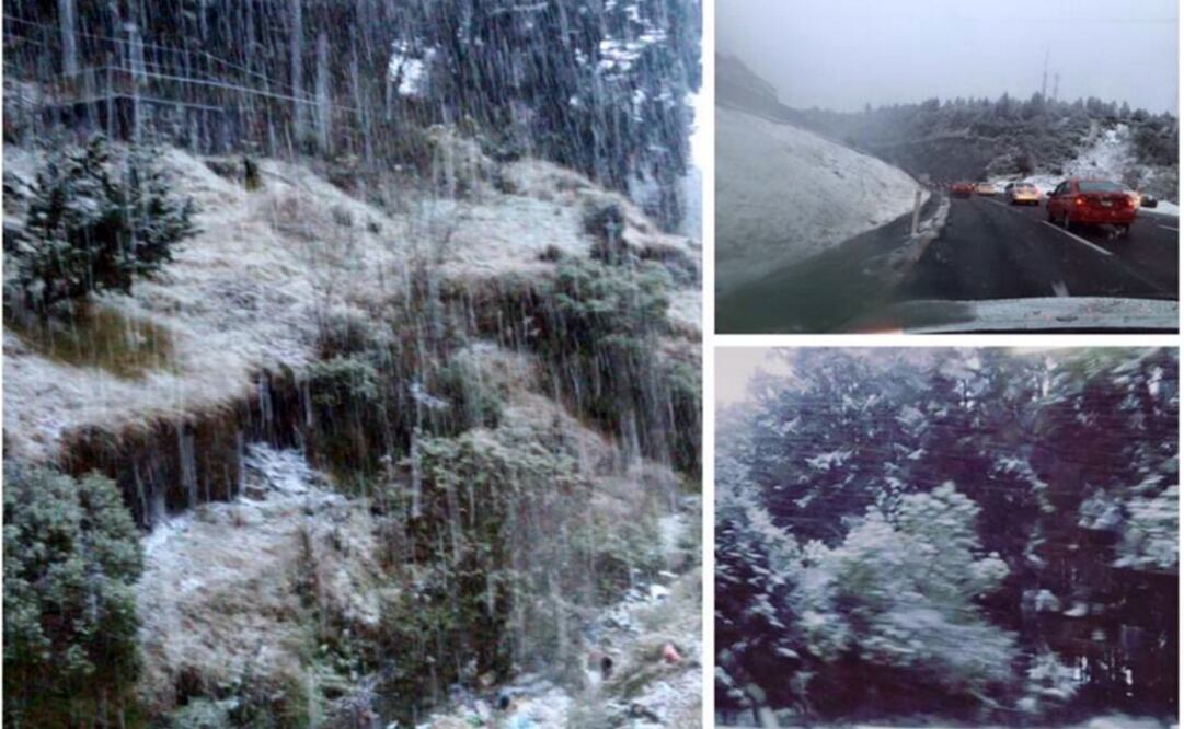 Reportan caída de agua nieve en La Marquesa