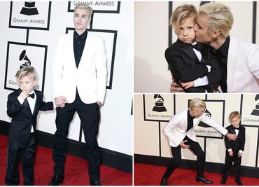 Hermanito de Bieber enternece en los Grammy