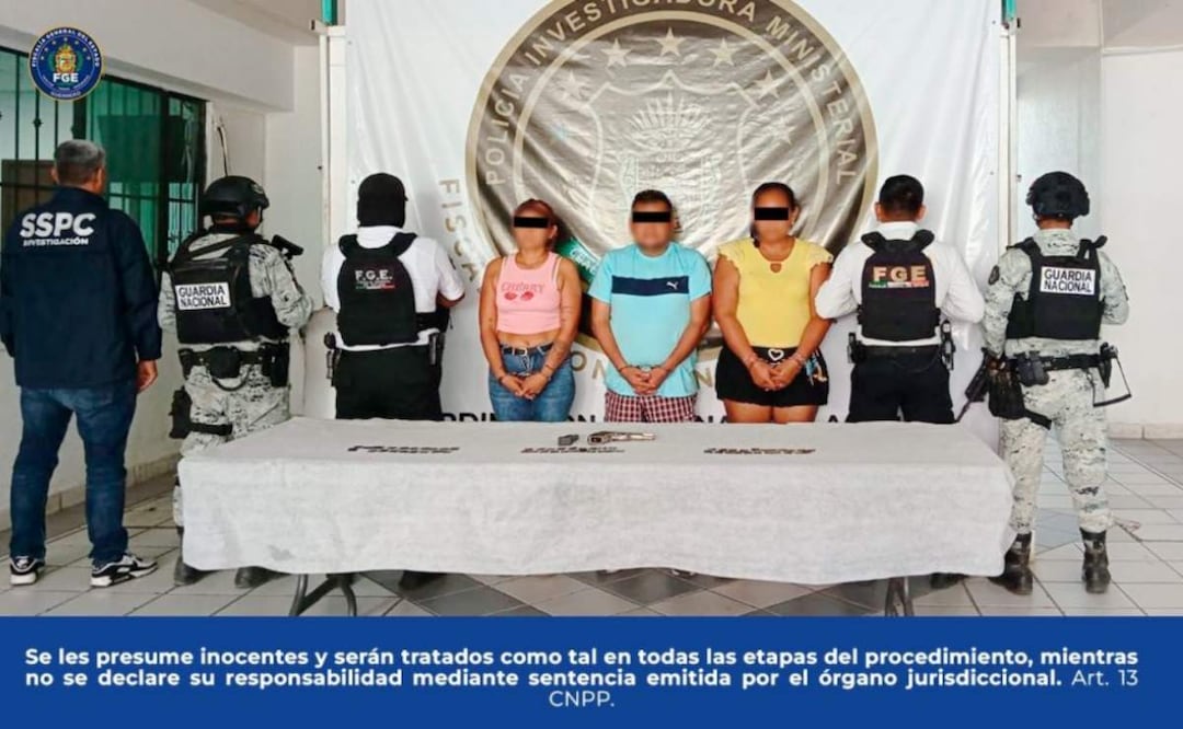 Las 3 personas detenidas por la explosión cerca de un Oxxo en Acapulco, Guerrero, fueron identificados como Gerardo “N”, Elizabeth “N” y María “N (22/02/2025). Foto: Especial