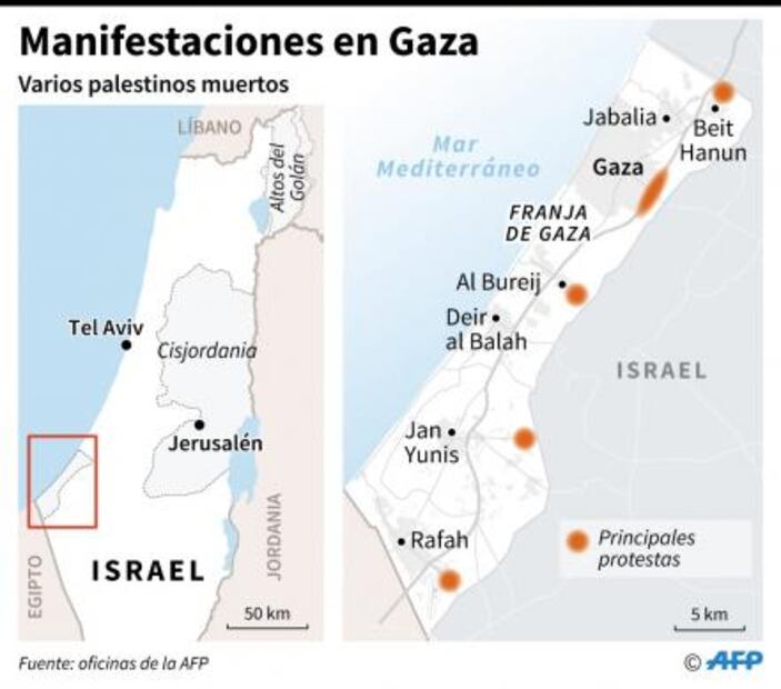 Choques entre palestinos y soldados israelíes dejan 15 muertos y casi 2 mil heridos