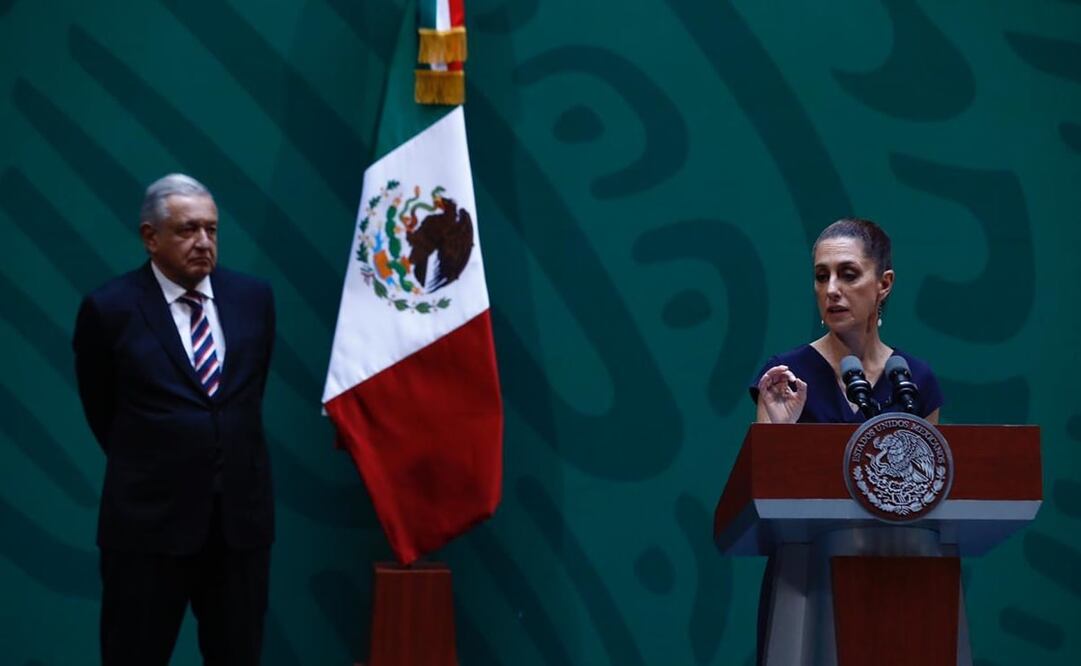 La jefa de Gobierno acompañó al presidente de México durante su conferencia mañanera. Foto: Diego Simón EL UNIVERAL