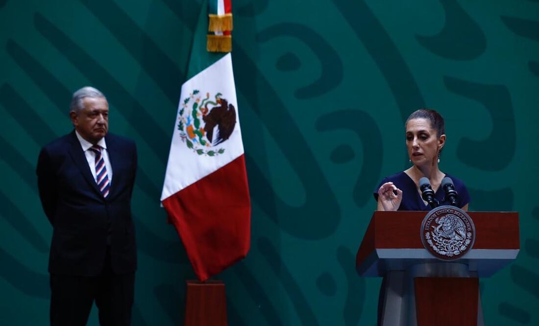 La jefa de Gobierno acompañó al presidente de México durante su conferencia mañanera. Foto: Diego Simón EL UNIVERAL