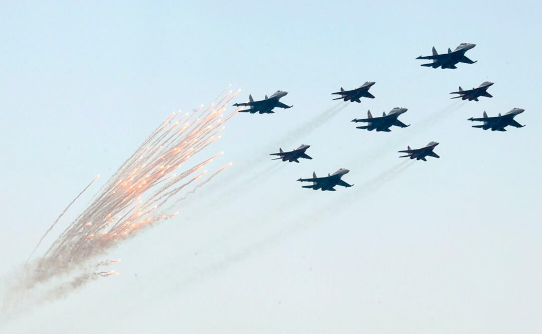 Aviones cazas rusos en una exhibición. Foto: Ilustrativa / Archivo / EFE